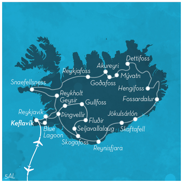Mapa autoruta ISLANDIA en libertad en autocaravana 15 dias