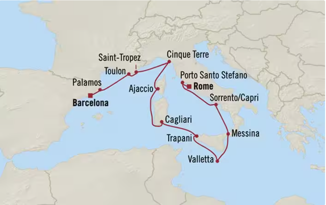 Oceania Cruises Barcelona a Roma 30 de Sep 2026